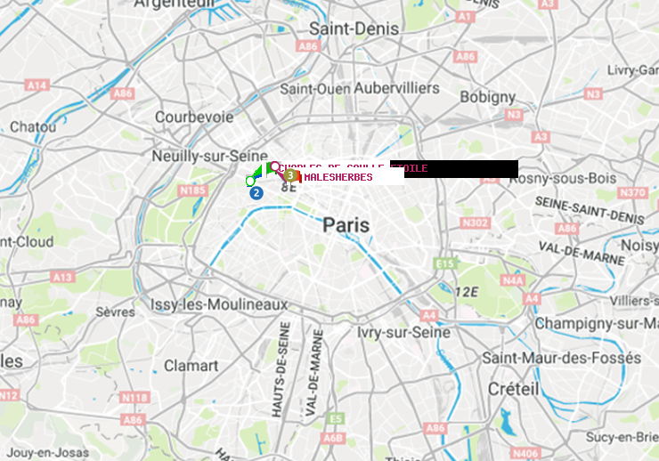 plan itinéraire ratp de Charles de Gaulle-Etoile à Malesherbes
