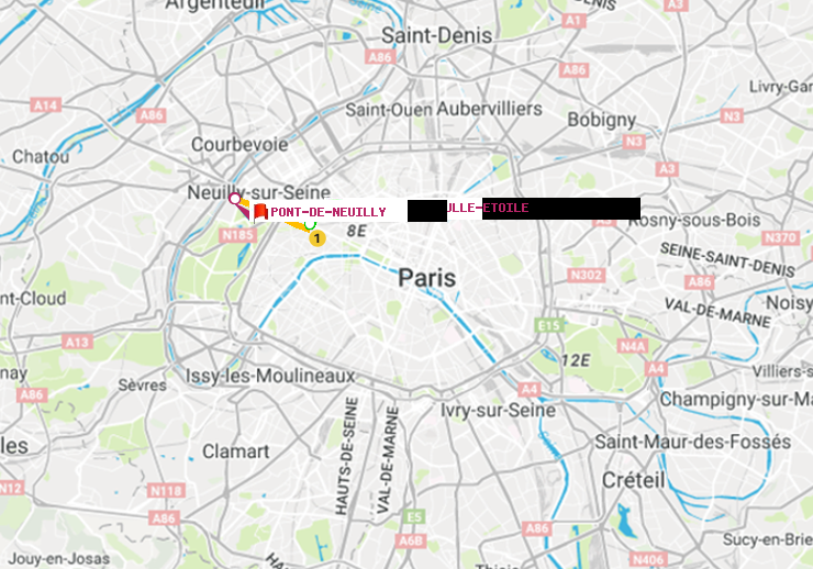 plan itinéraire ratp de Charles de Gaulle-Etoile à Pont de Neuilly