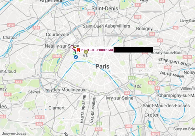 plan itinéraire ratp de Charles de Gaulle-Etoile à Porte de Champerret