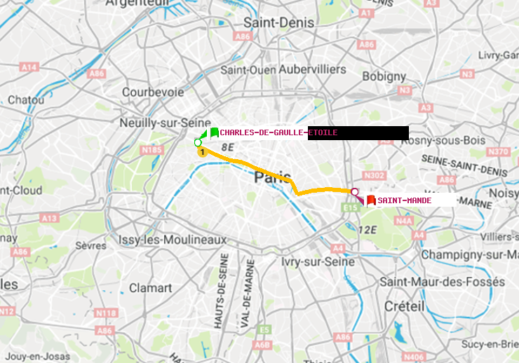 plan itinéraire ratp de Charles de Gaulle-Etoile à Saint-Mandé