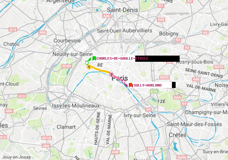plan itinéraire ratp de Charles de Gaulle-Etoile à Sully-Morland