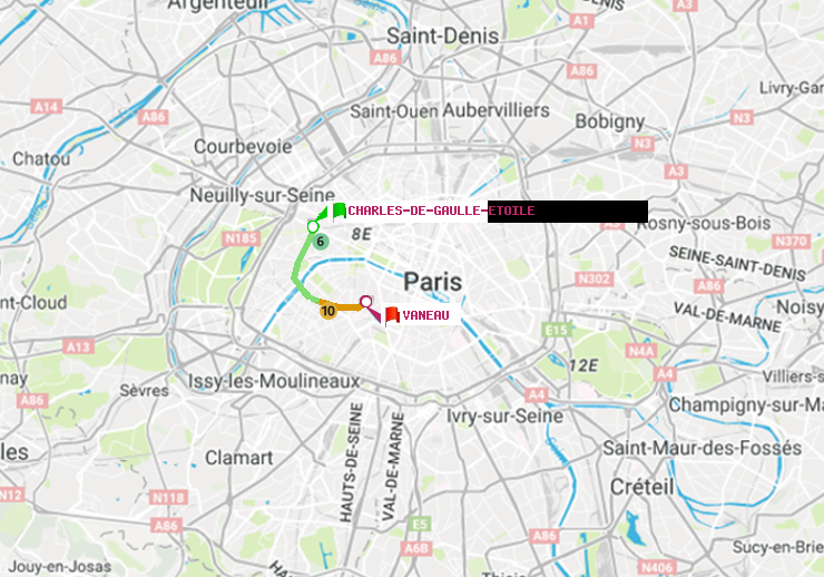 plan itinéraire ratp de Charles de Gaulle-Etoile à Vaneau