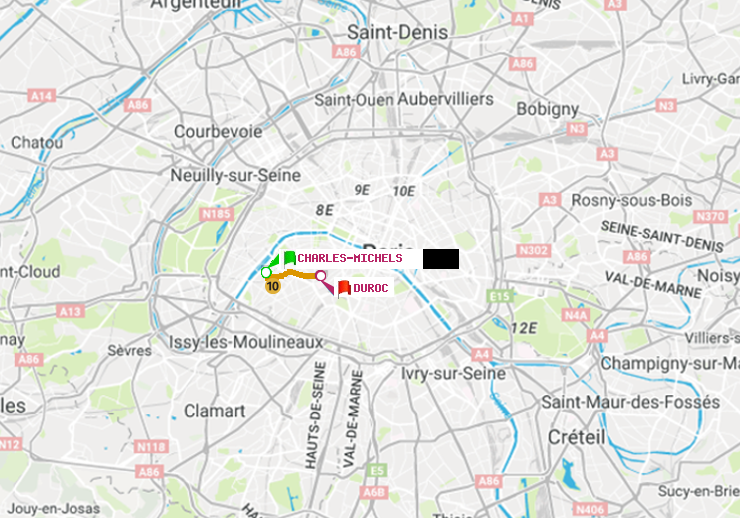 plan itinéraire ratp de Charles Michels à Duroc