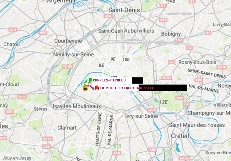 plan itinéraire ratp de Charles Michels à La Motte-Picquet-Grenelle