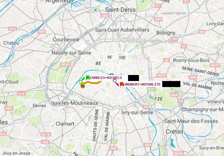 plan itinéraire ratp de Charles Michels à Maubert-Mutualité