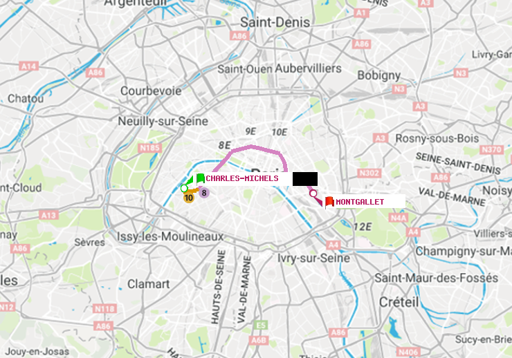 plan itinéraire ratp de Charles Michels à Montgallet