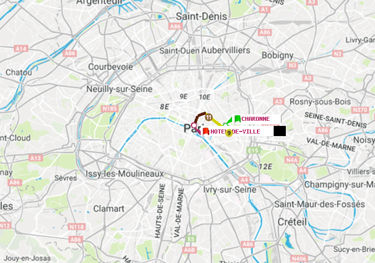 plan itinéraire ratp de Charonne à Hôtel de Ville