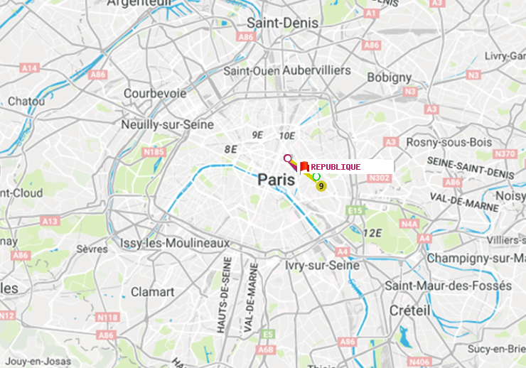 plan itinéraire ratp de Charonne à République