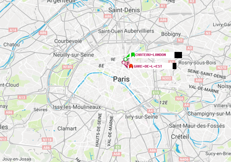 plan itinéraire ratp de Château Landon à Gare de l
