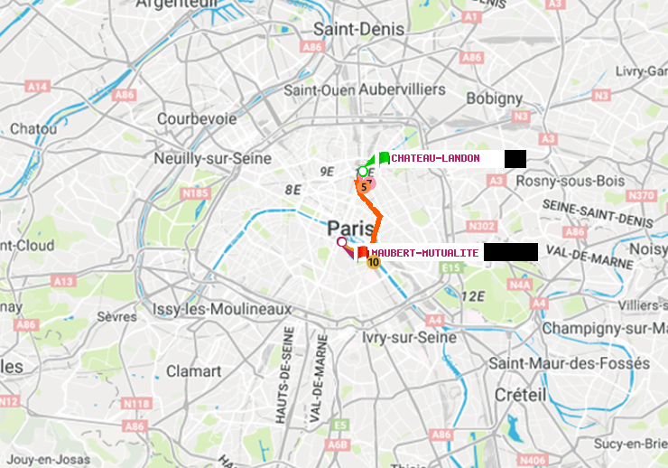 plan itinéraire ratp de Château Landon à Maubert-Mutualité