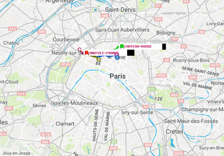 plan itinéraire ratp de Château Rouge à Anatole-France