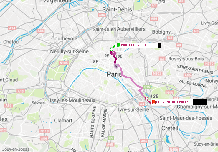 plan itinéraire ratp de Château Rouge à Charenton-Ecoles