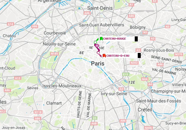 plan itinéraire ratp de Château Rouge à Château d