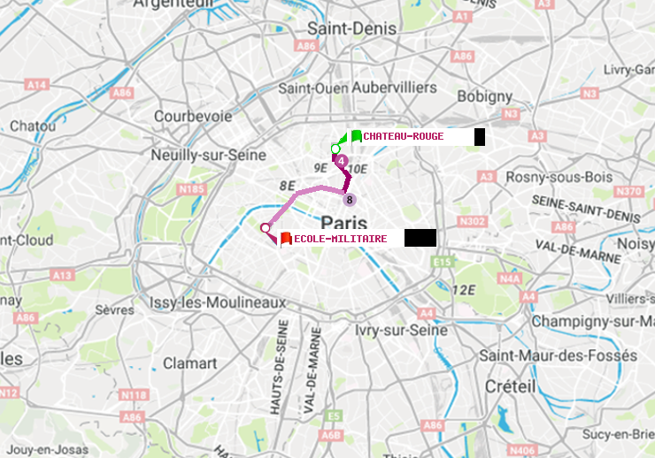 plan itinéraire ratp de Château Rouge à Ecole Militaire