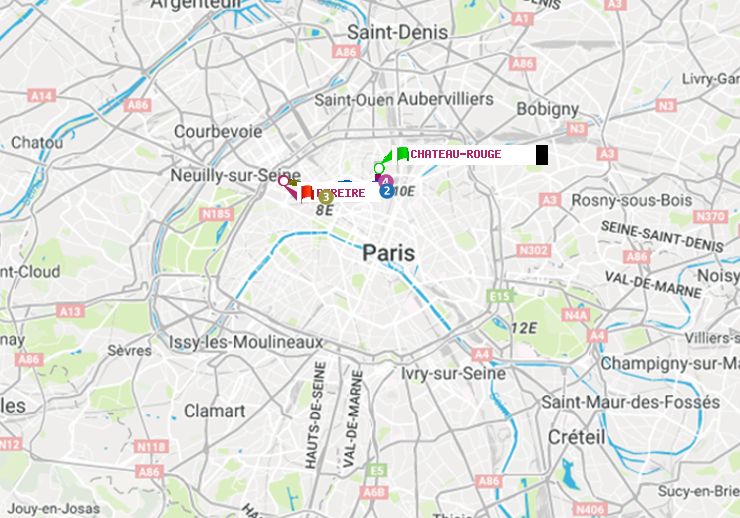 plan itinéraire ratp de Château Rouge à Péreire