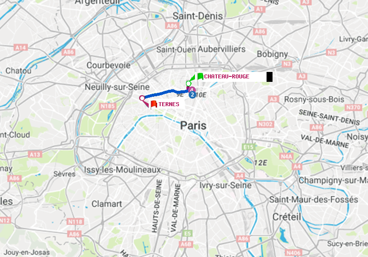 plan itinéraire ratp de Château Rouge à Ternes