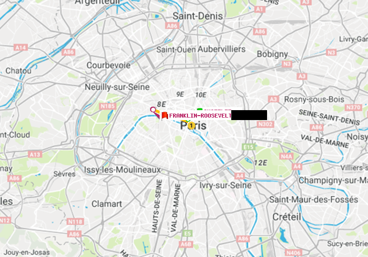 plan itinéraire ratp de Châtelet à Franklin-Roosevelt