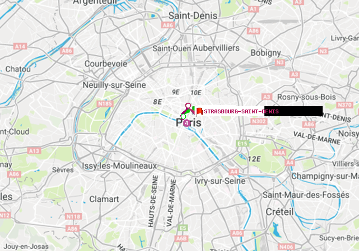 plan itinéraire ratp de Châtelet à Strasbourg-Saint-Denis