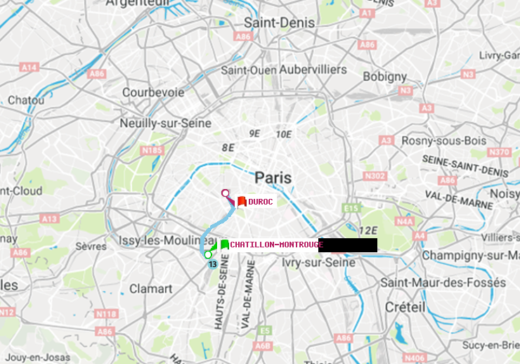 plan itinéraire ratp de Châtillon Montrouge à Duroc