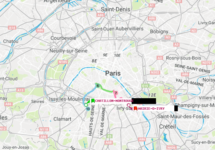 plan itinéraire ratp de Châtillon Montrouge à Mairie d