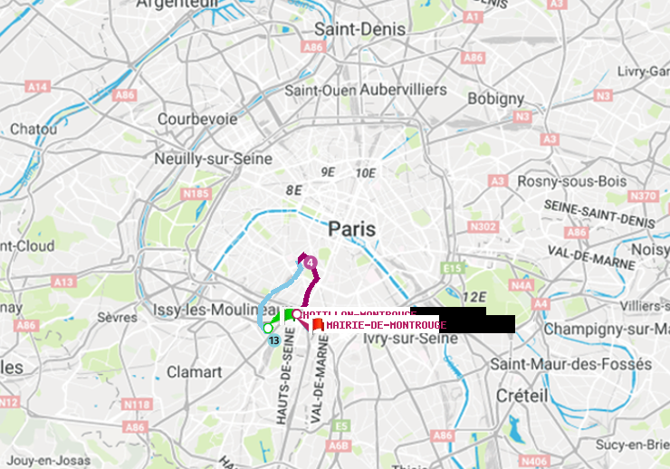 plan itinéraire ratp de Châtillon Montrouge à Mairie de Montrouge