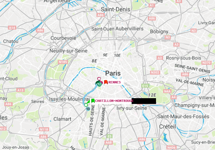 plan itinéraire ratp de Châtillon Montrouge à Rennes
