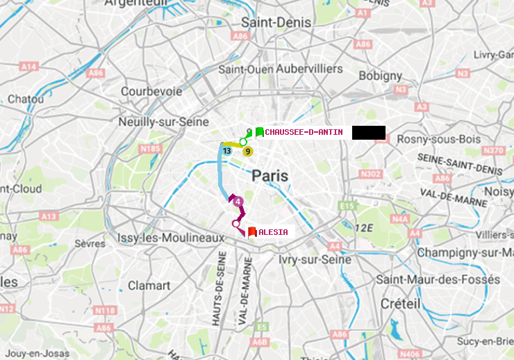 plan itinéraire ratp de Chaussée d
