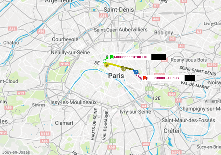 plan itinéraire ratp de Chaussée d