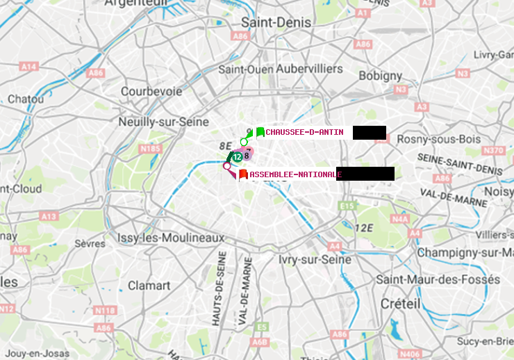 plan itinéraire ratp de Chaussée d