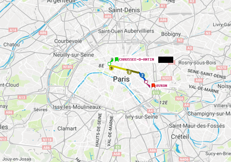 plan itinéraire ratp de Chaussée d