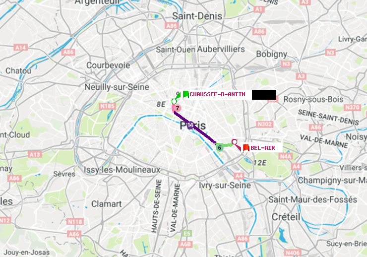 plan itinéraire ratp de Chaussée d