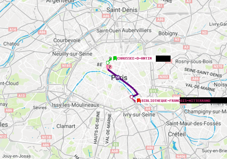 plan itinéraire ratp de Chaussée d