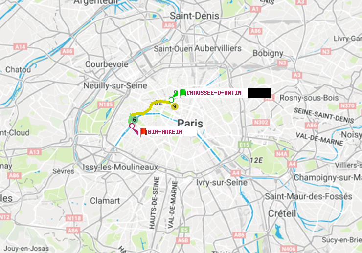 plan itinéraire ratp de Chaussée d