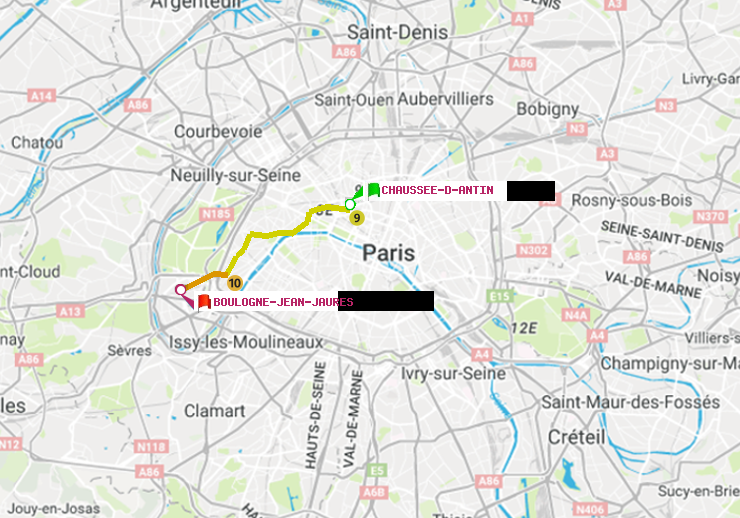 plan itinéraire ratp de Chaussée d