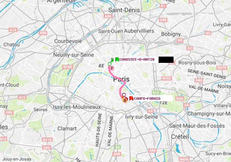 plan itinéraire ratp de Chaussée d