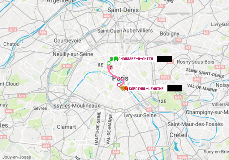 plan itinéraire ratp de Chaussée d