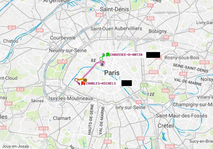 plan itinéraire ratp de Chaussée d