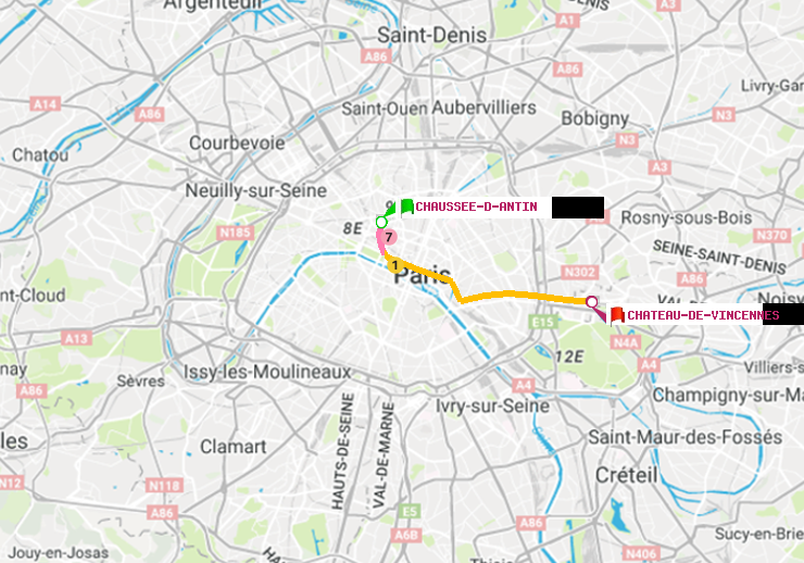 plan itinéraire ratp de Chaussée d