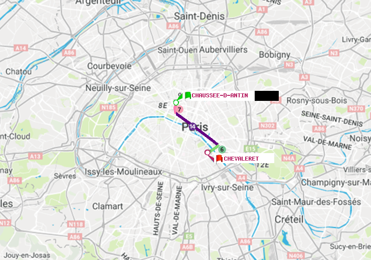 plan itinéraire ratp de Chaussée d