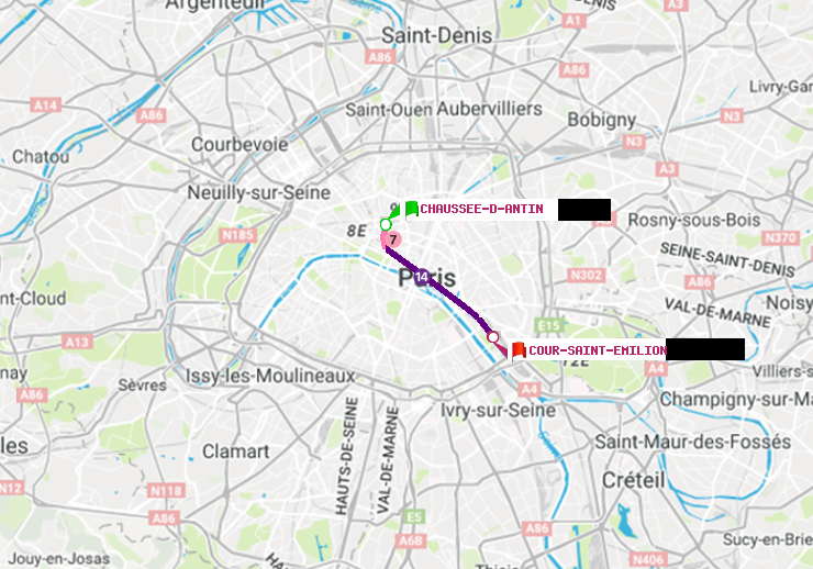 plan itinéraire ratp de Chaussée d