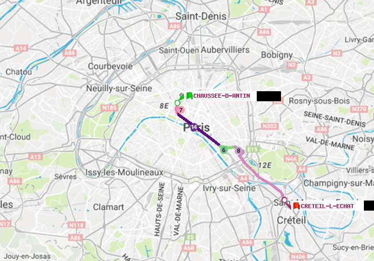 plan itinéraire ratp de Chaussée d