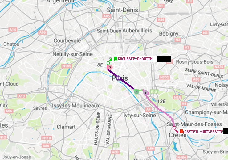 plan itinéraire ratp de Chaussée d