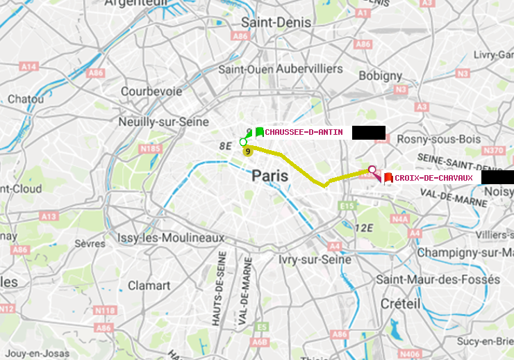 plan itinéraire ratp de Chaussée d