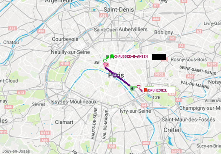 plan itinéraire ratp de Chaussée d