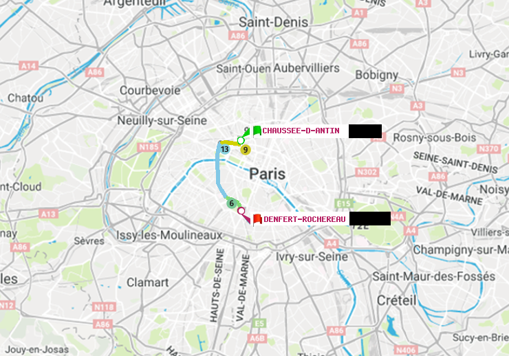 plan itinéraire ratp de Chaussée d