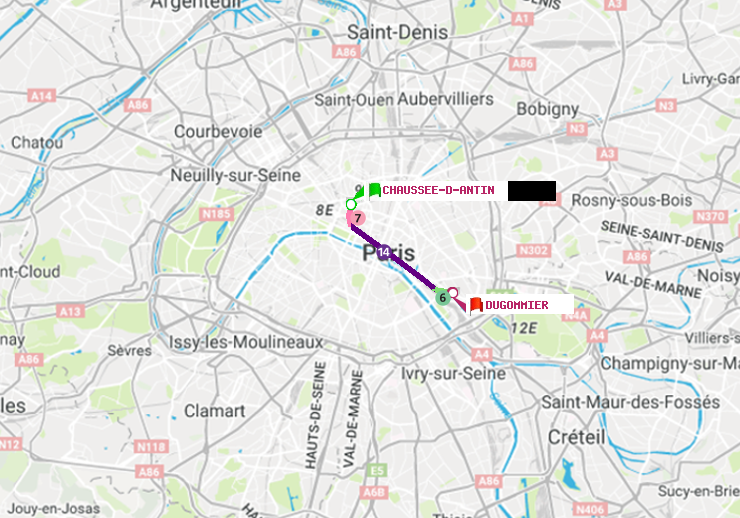 plan itinéraire ratp de Chaussée d