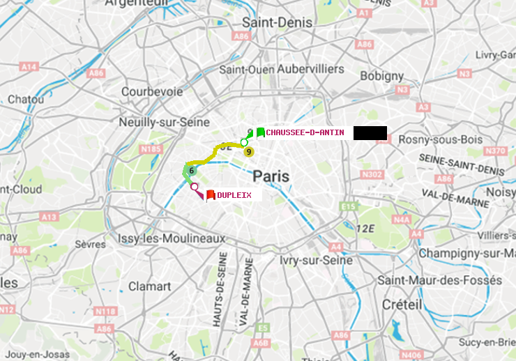 plan itinéraire ratp de Chaussée d