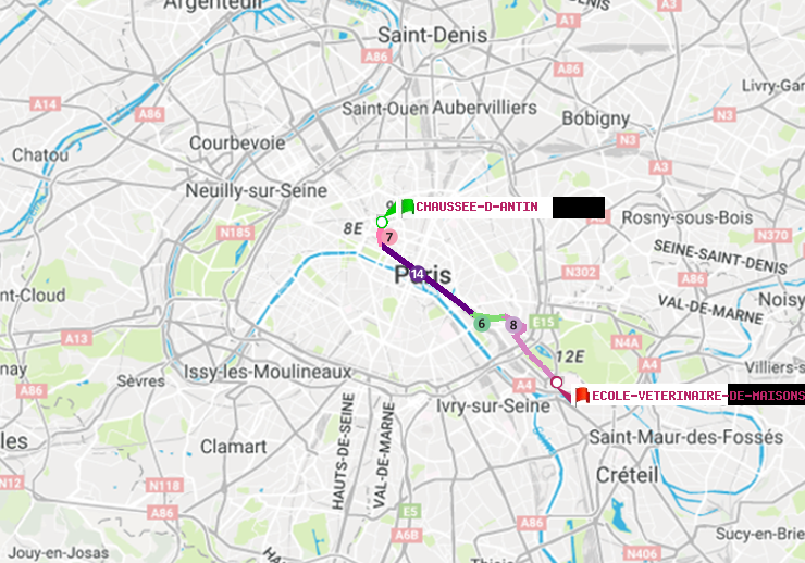 plan itinéraire ratp de Chaussée d