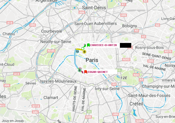 plan itinéraire ratp de Chaussée d