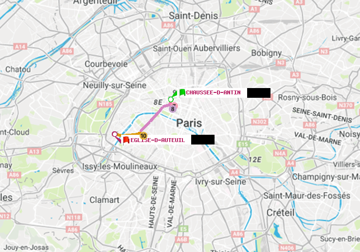 plan itinéraire ratp de Chaussée d